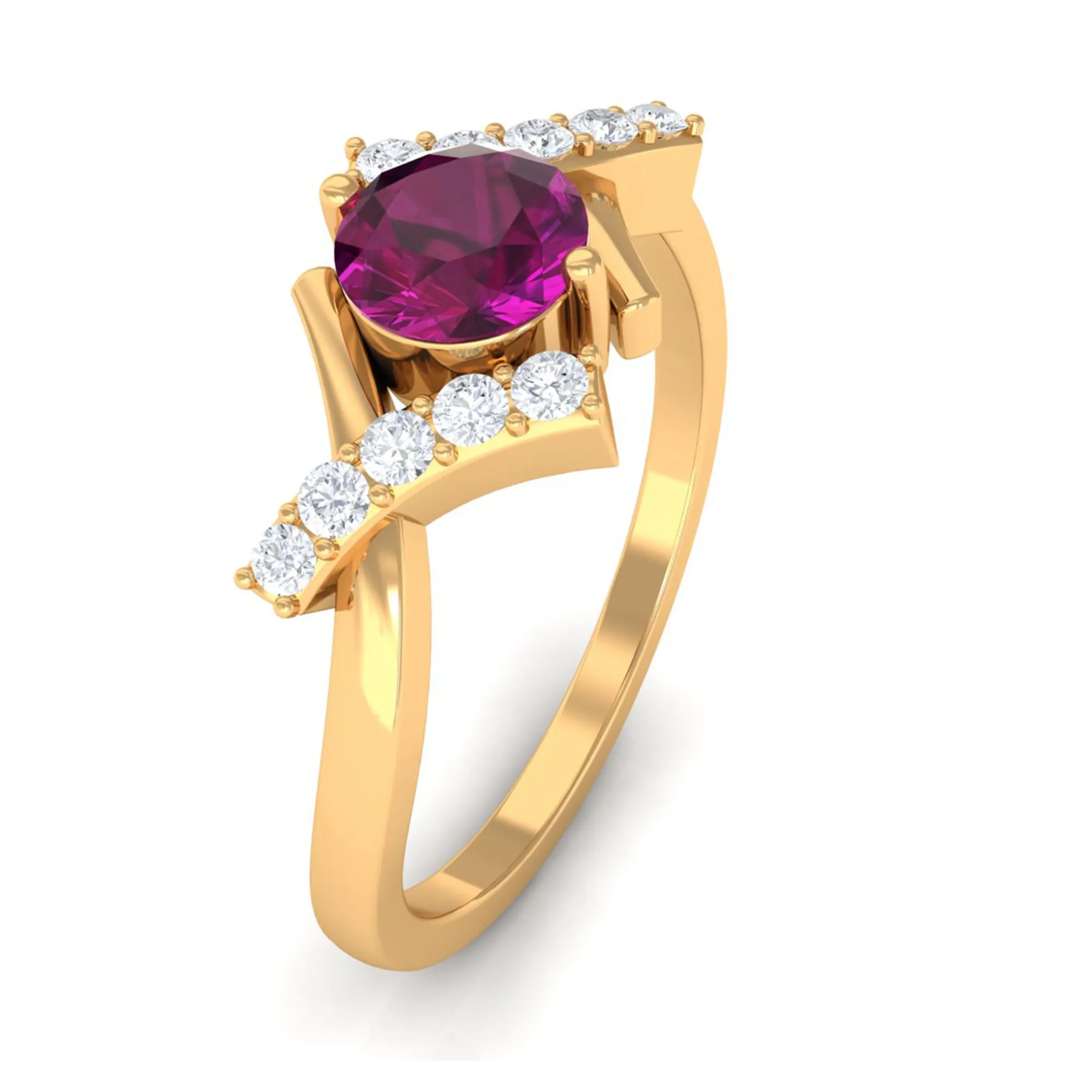 0.75 CT Rhodolite Engagement Ring with Diamond Accent