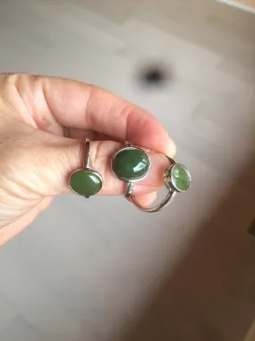 100% Natural dark green nephrite (碧玉) Hetian Jade ring HT66 (adjustable size)
