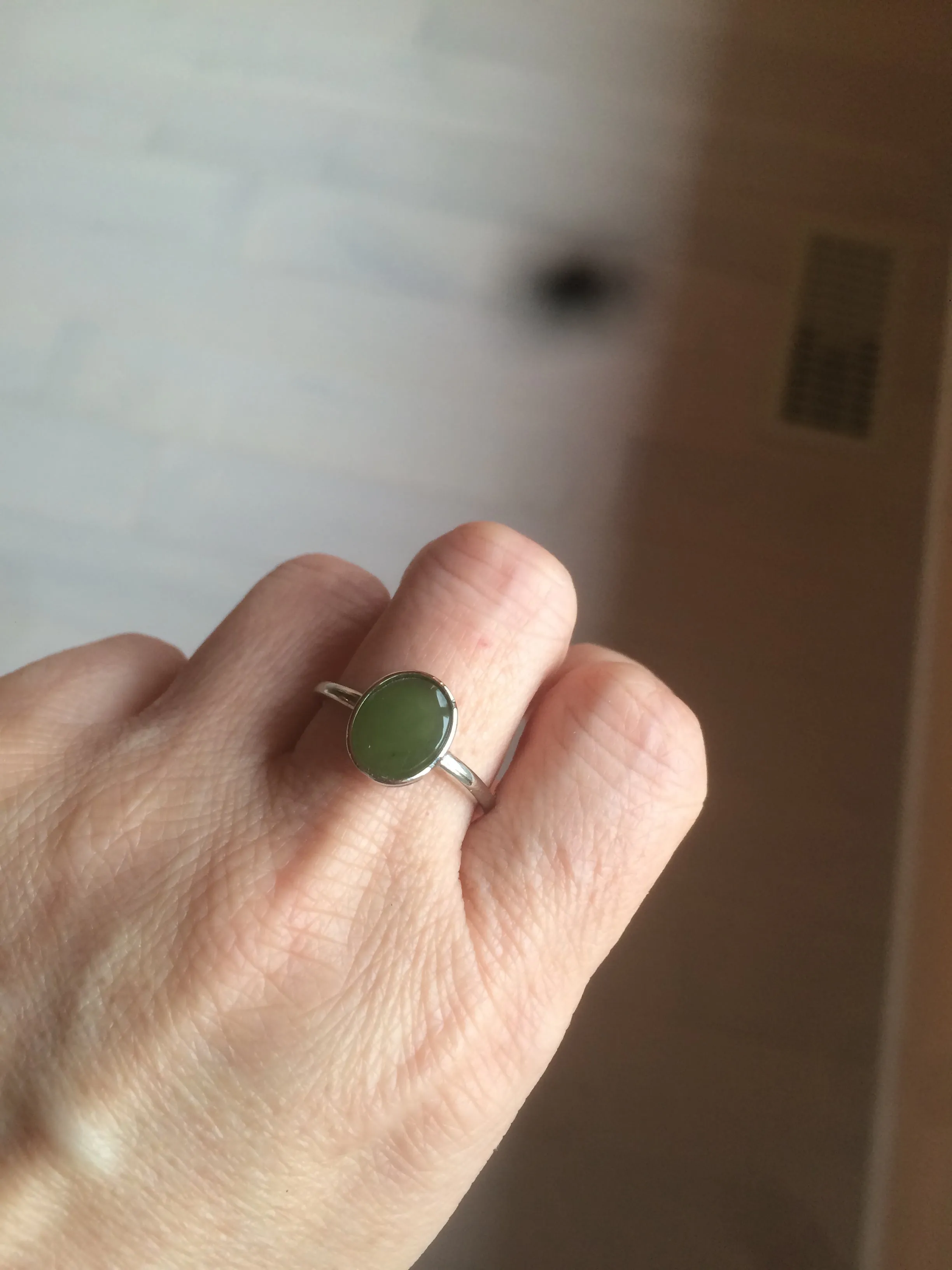 100% Natural dark green nephrite (碧玉) Hetian Jade ring HT66 (adjustable size)