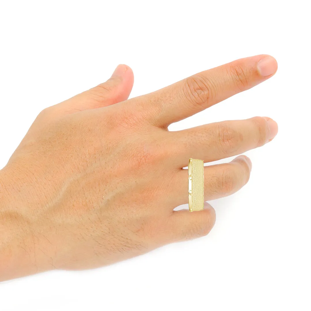 10K Yellow Gold Men's ID Three Finger Ring