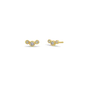 14k 3 Small Graduated Diamond Bezel Studs