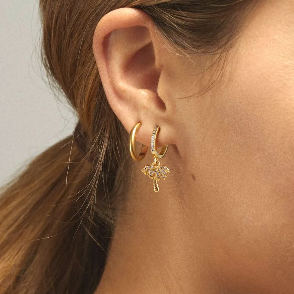 14K Gold Dangle Drop Hoop Earrings for Women Girls- Tree