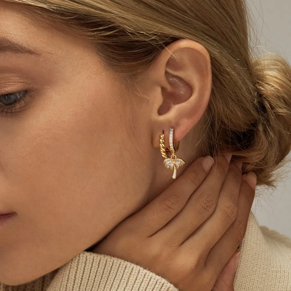 14K Gold Dangle Drop Hoop Earrings for Women Girls- Tree