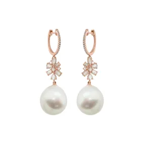 14K GOLD DIAMOND AND PEARL ELIANA EARRINGS