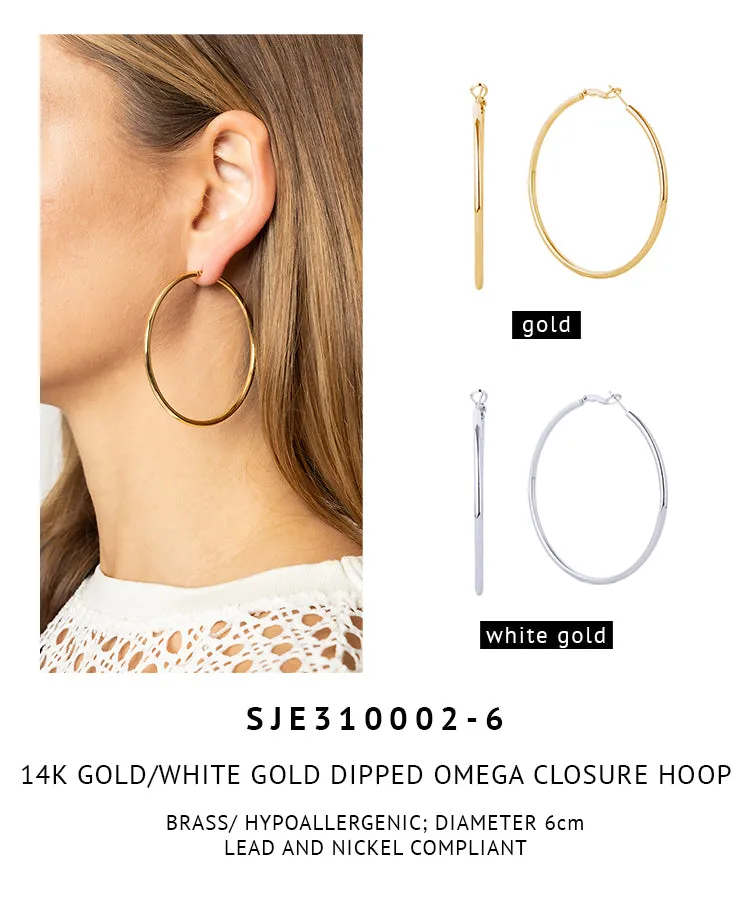 14K Gold Dipped Pin Catch Hoop
