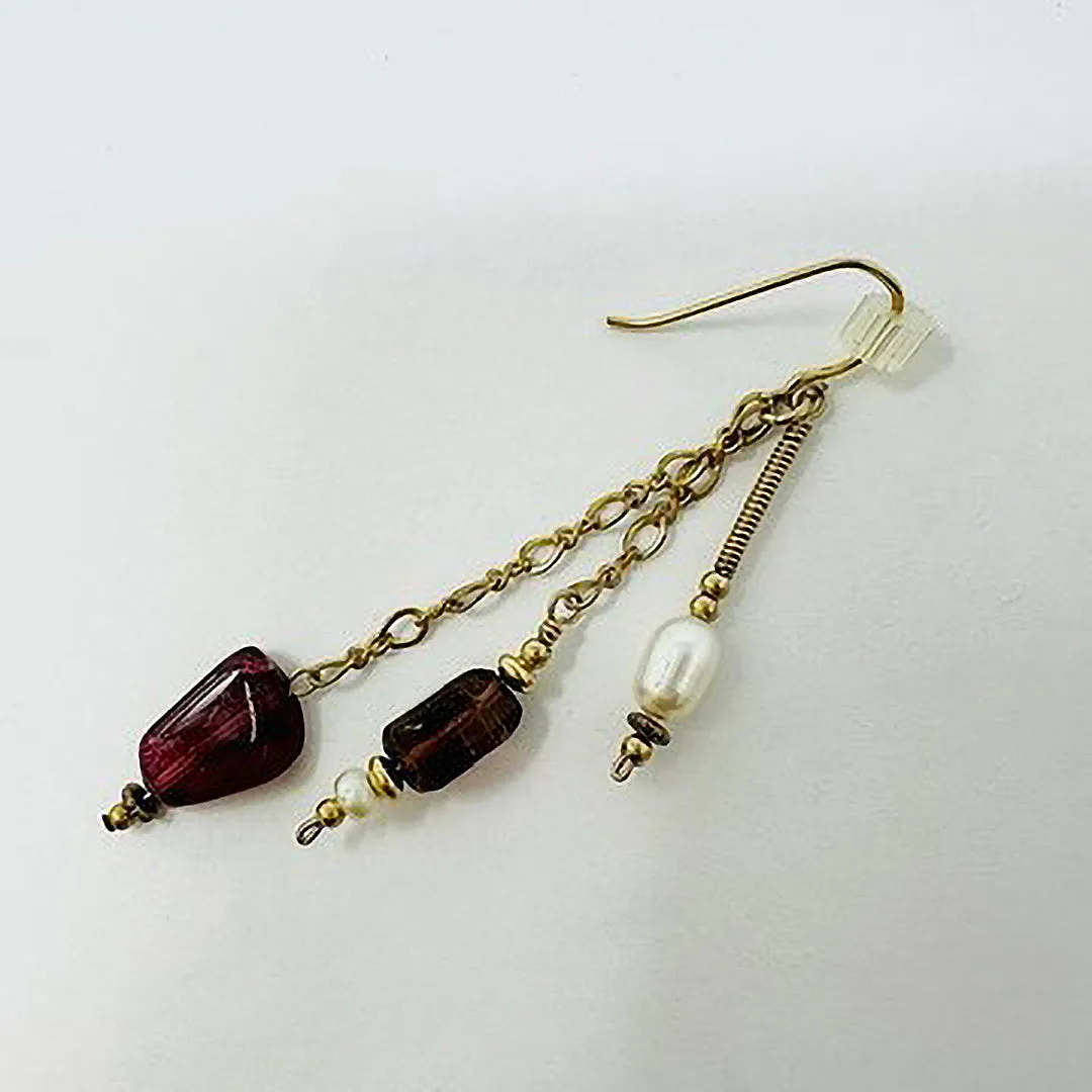 14K Gold Necklace with Tourmaline and Pearl with Matching Earrings