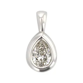 14K Gold Pear-Shaped Diamond Solitaire Pendant