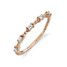 14K Rose Gold Diamond Baguette Band