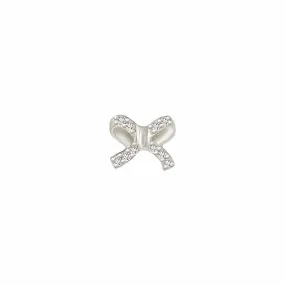 14k Skinny Silver Bow Charm (white)