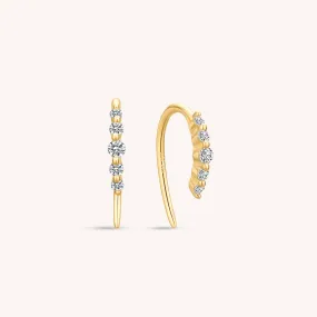 14K Solid Gold Open Hook Diamond Earrings