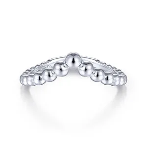 14K White Gold Bujukan Bead Curved Ring