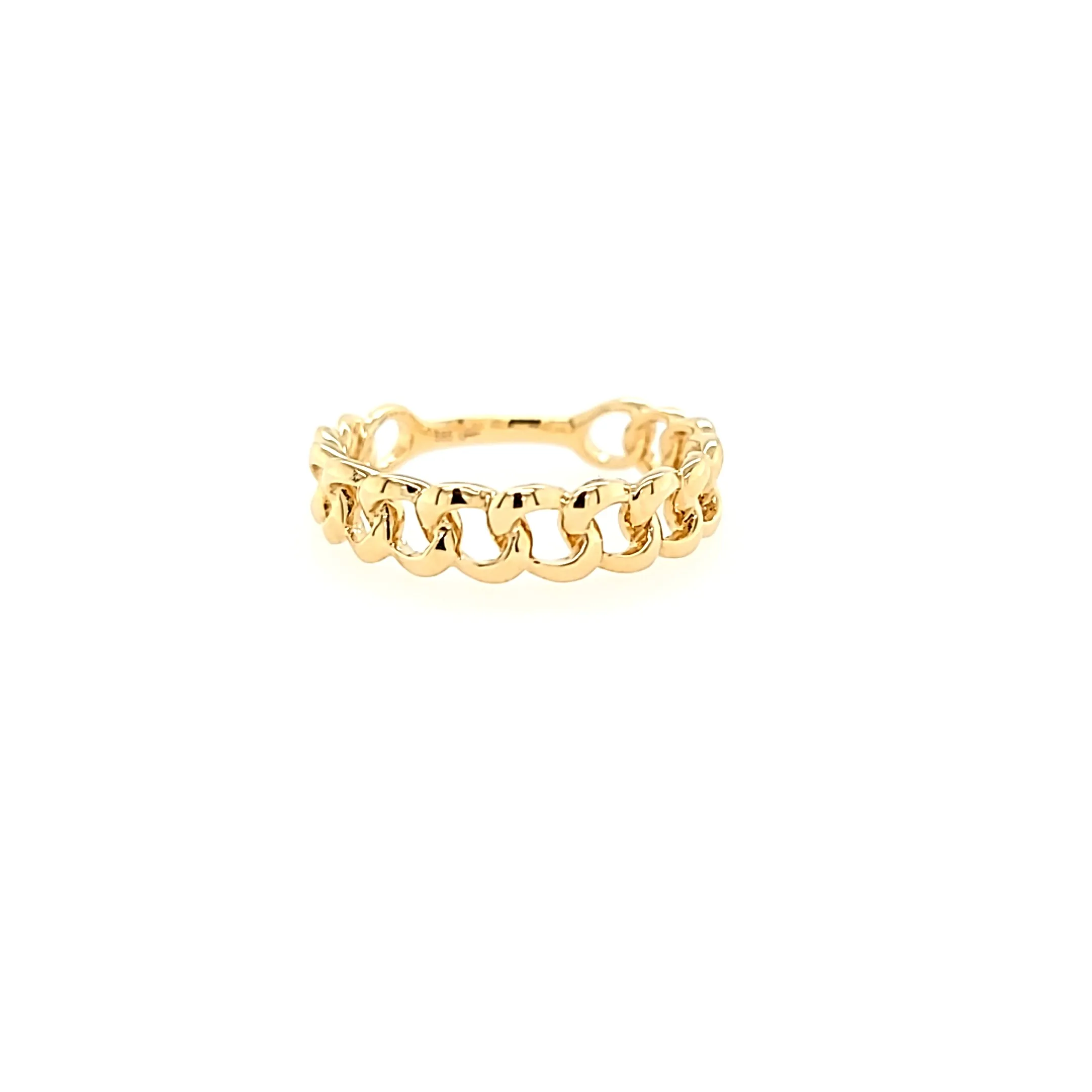 14k Yellow Gold Chain & Pave Diamond Band Ring Set (I7444)