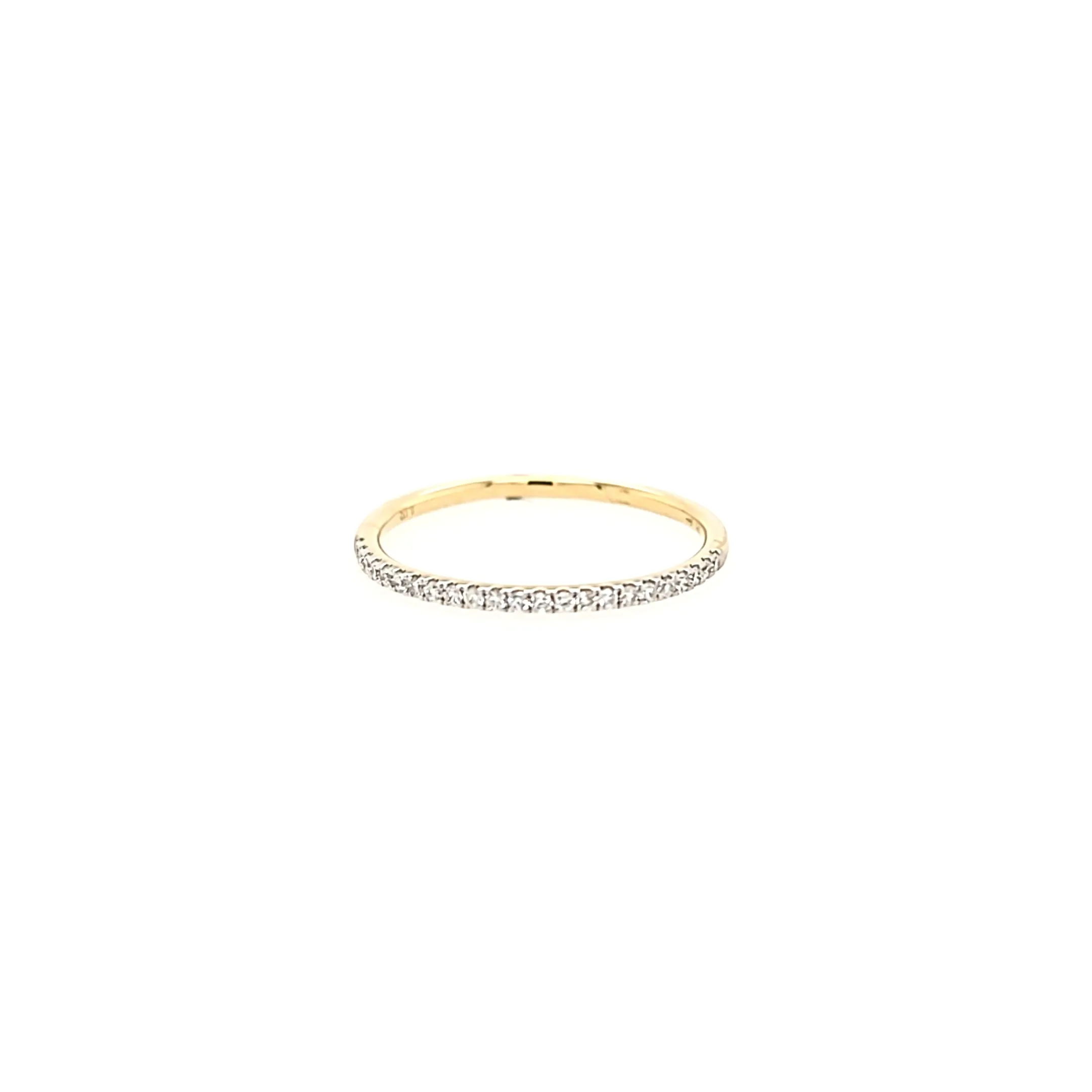 14k Yellow Gold Chain & Pave Diamond Band Ring Set (I7444)