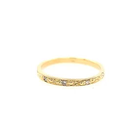 14k Yellow Gold Diamond Etched Filigree Band