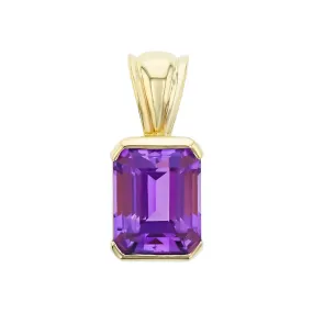 14K Yellow Gold Emerald-cut Amethyst Pendant