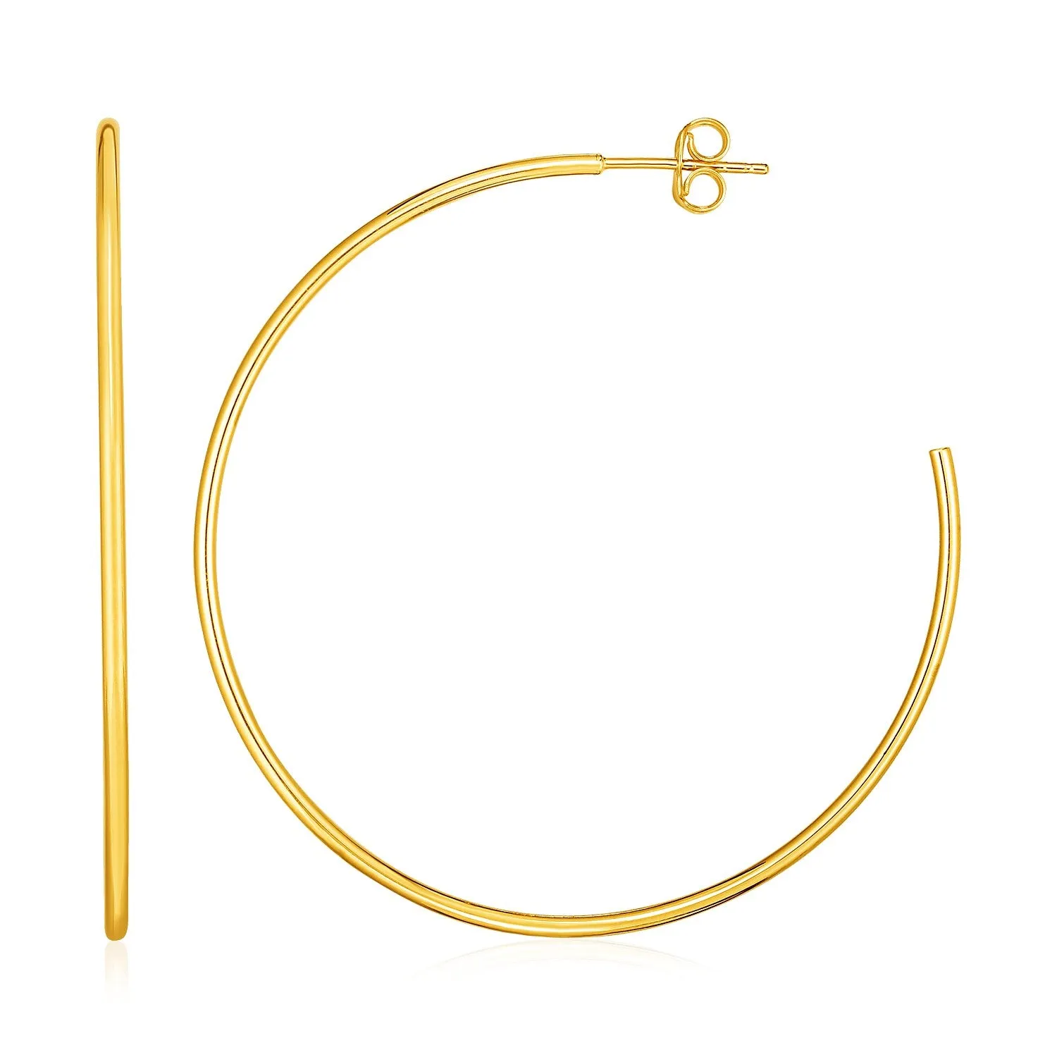 14k Yellow Gold Polished Hoop Earrings Weight 2.3 grams