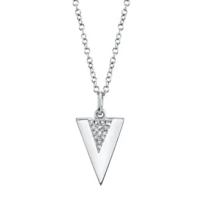 14KT GOLD .03 CTW DIAMOND PAVE TRIANGLE NECKLACE