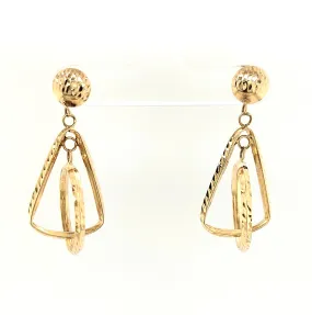 14KY Modern Textured Dangle Earring Pair Gram Weight:2.7g