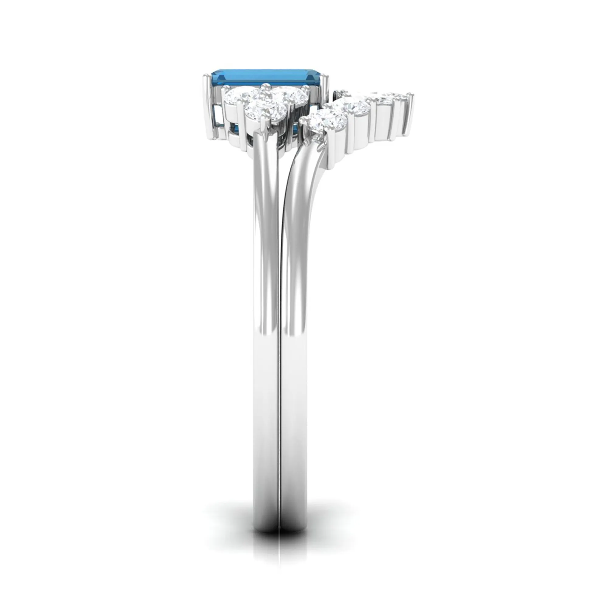 1.50 CT London Blue Topaz and Diamond Ring Set