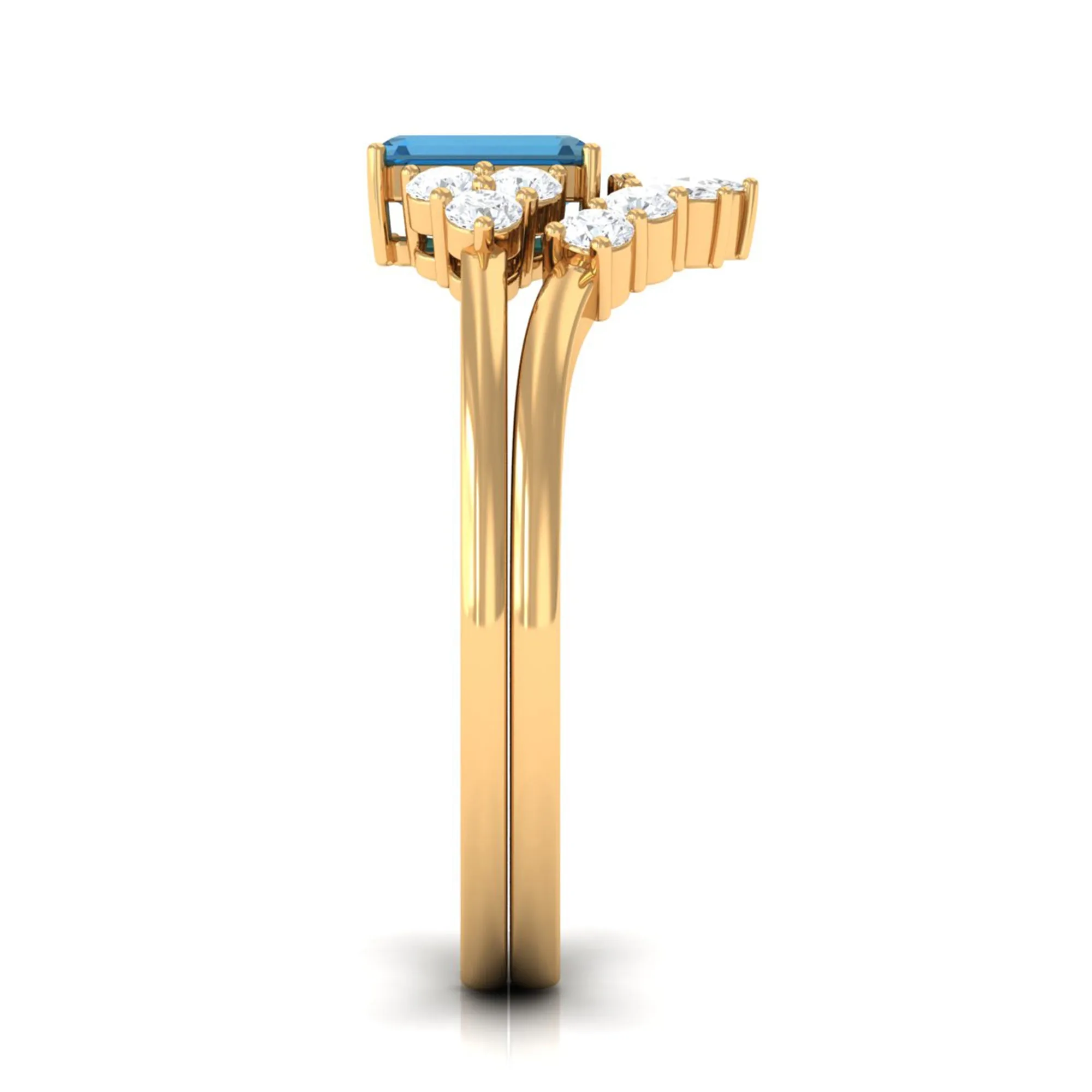 1.50 CT London Blue Topaz and Diamond Ring Set