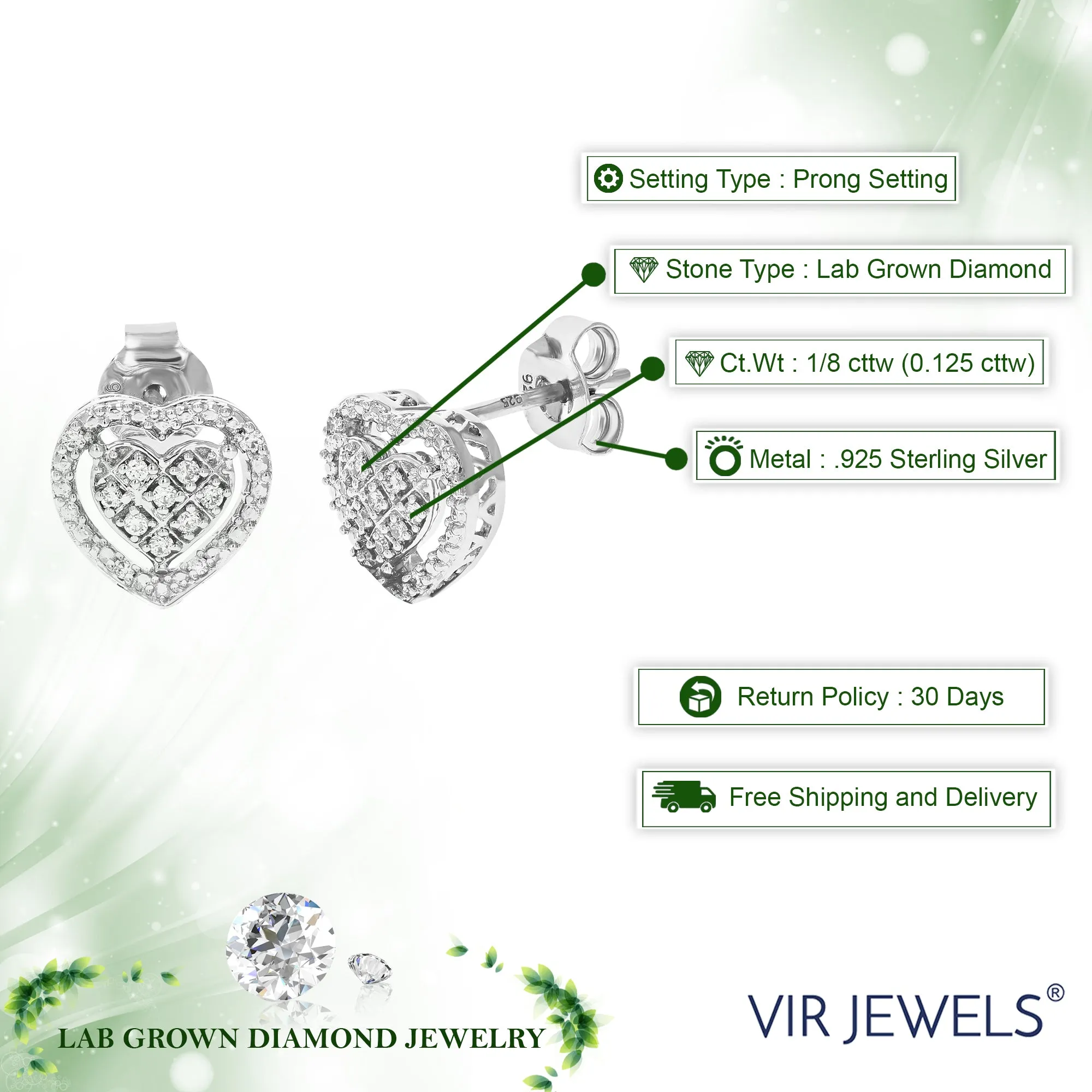 1/8 cttw 24 Stones Round Lab Grown Diamond Dangle Earrings .925 Sterling Silver Prong Set 2/3 Inch