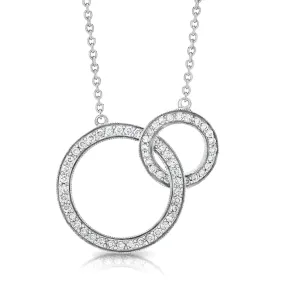 18ct White Gold Diamond Circles Pendant Necklace 17"