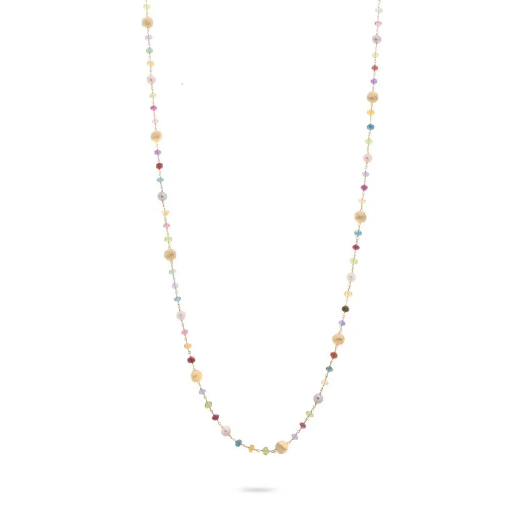 18K Africa Gemstone Pearl Necklace - CB2261 PL MIX02