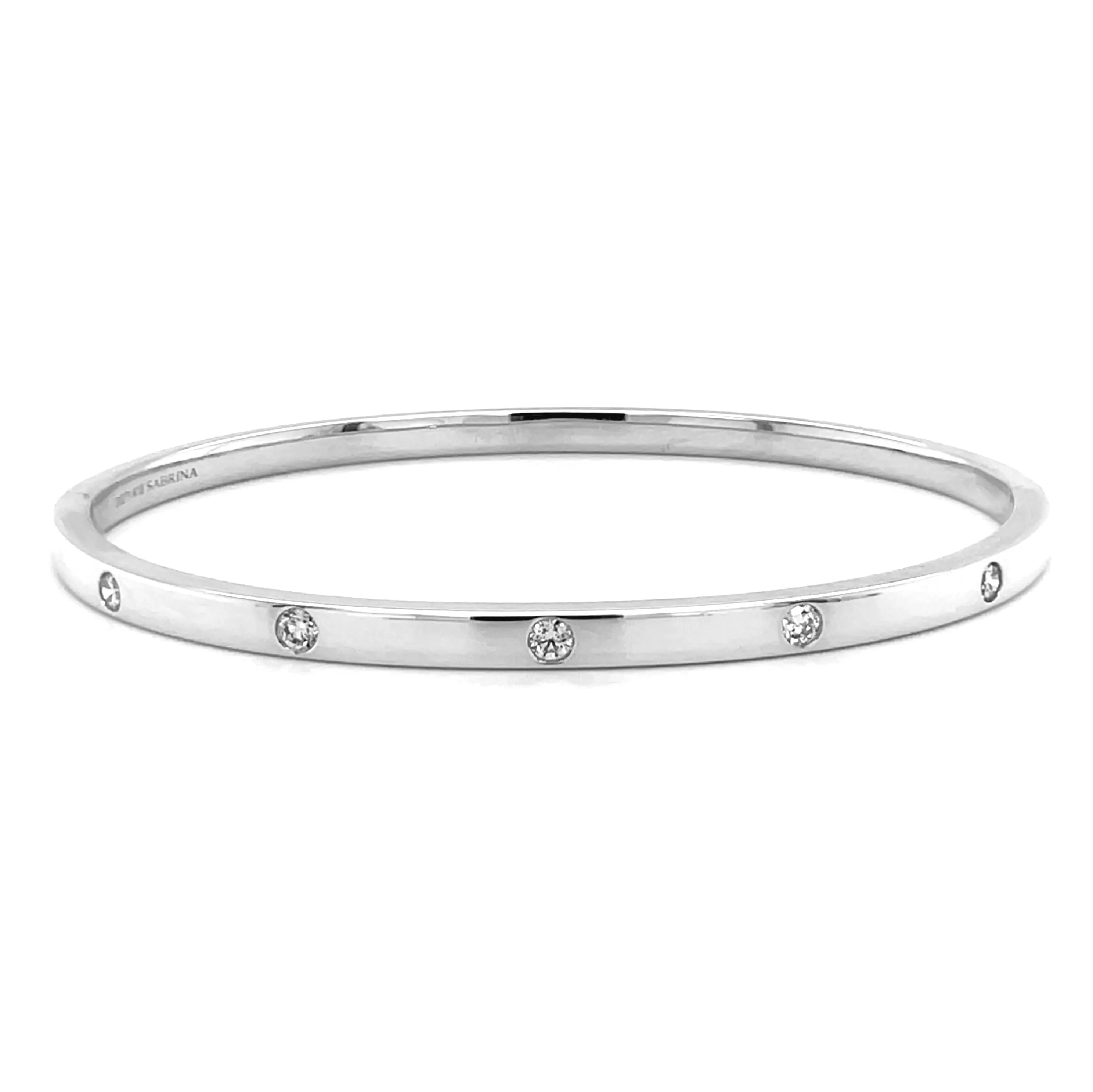 18k Gold & Bezel Diamond Bangle - 0.27ct