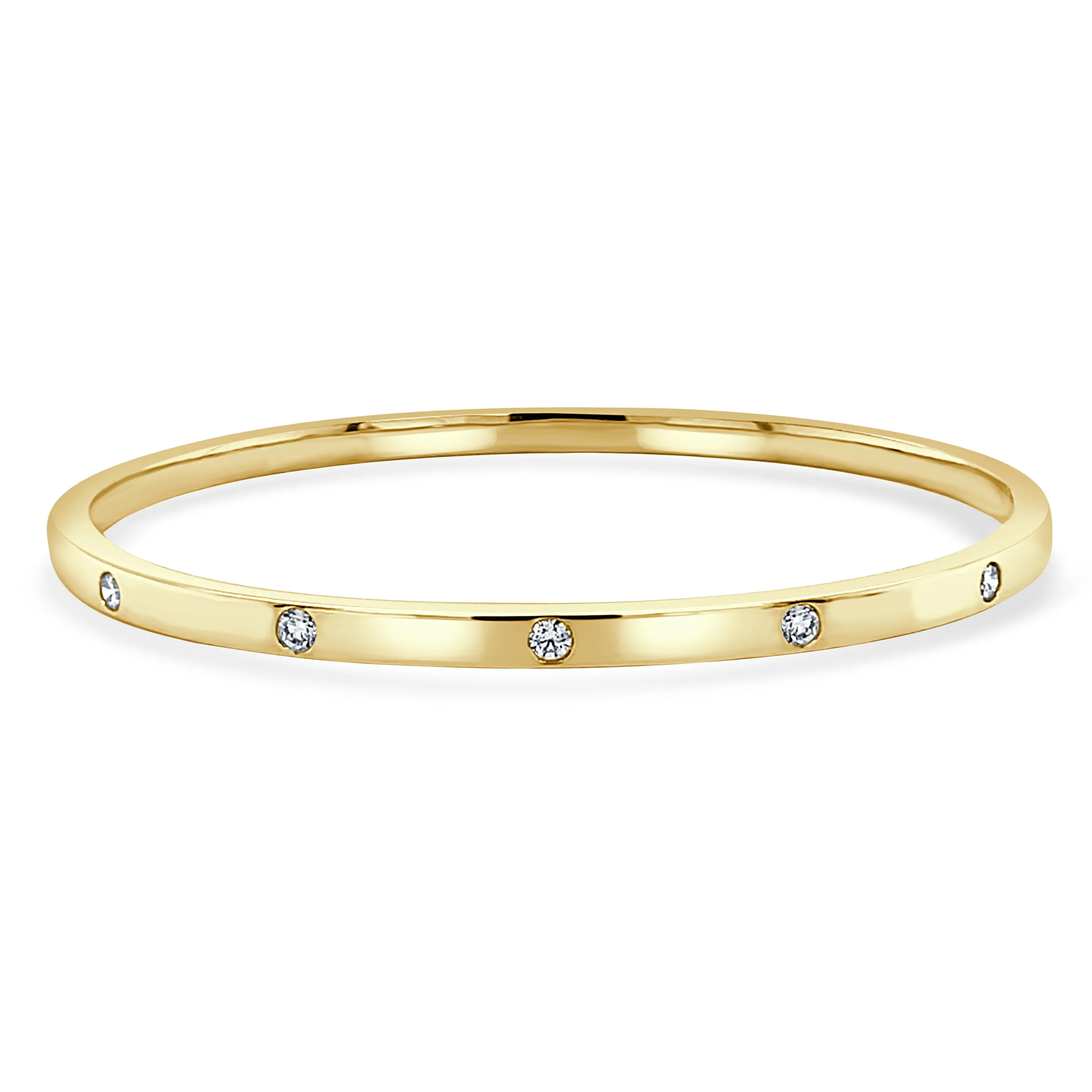 18k Gold & Bezel Diamond Bangle - 0.27ct