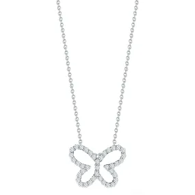 18K W Diamond Outline Butterfly Necklace