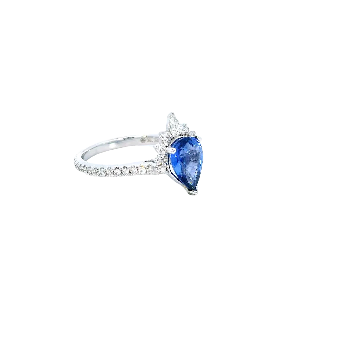 18K White Gold - Blue Sapphire & Diamond Ring - J36871