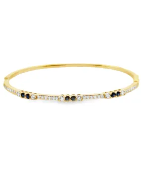 18K Yellow Gold Diamond & Sapphire Bangle