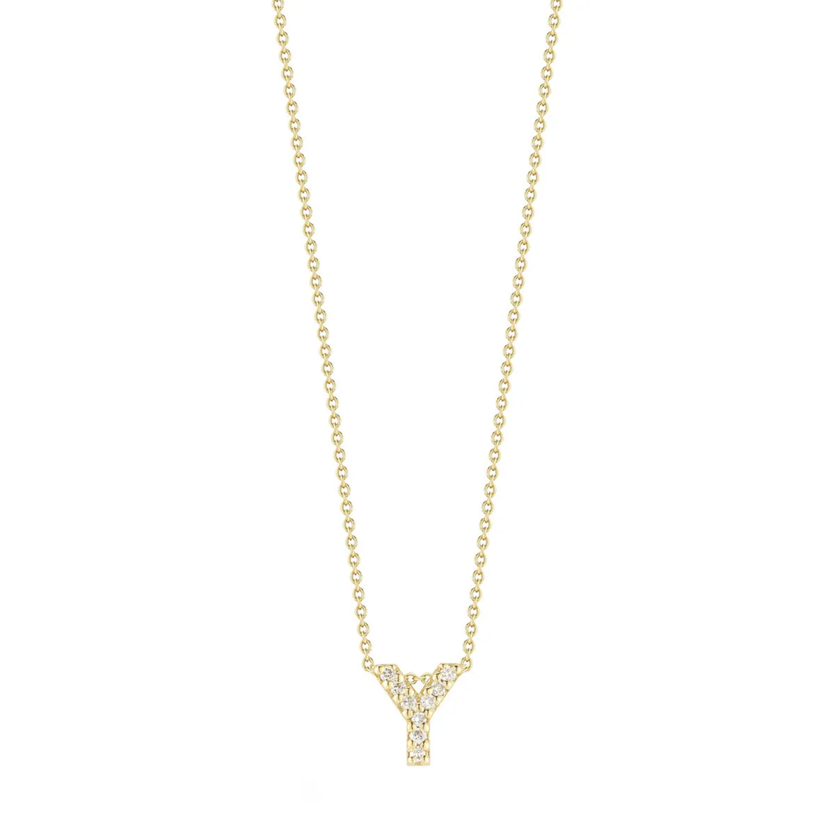18K Yellow Gold Diamond Love Letter Y Necklace