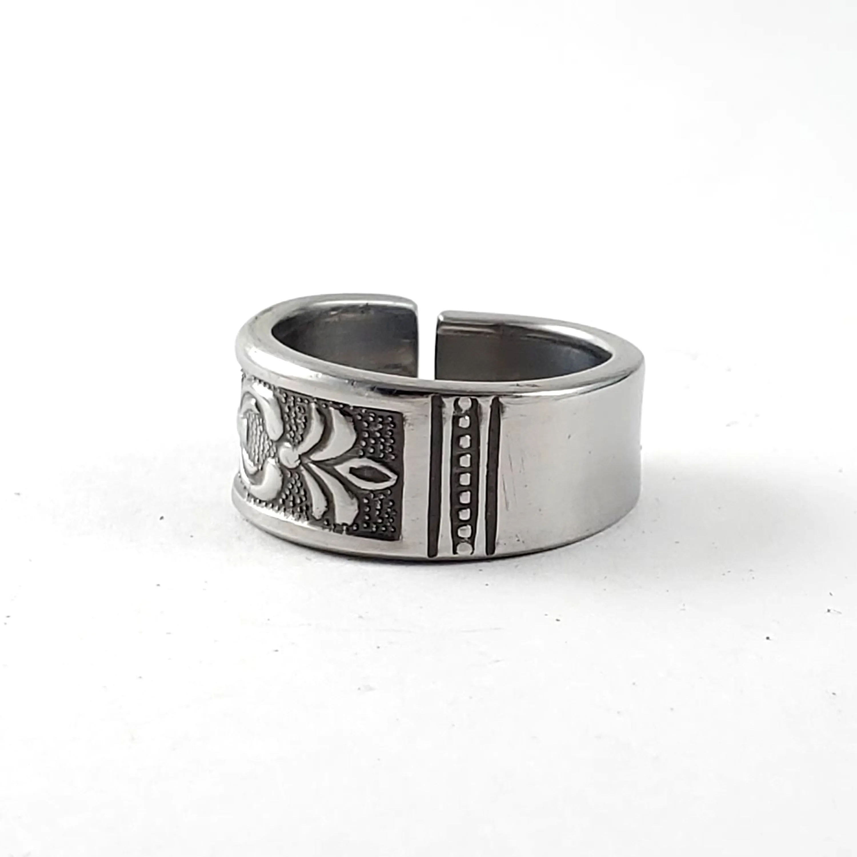 1970's Scroll Stainless Steel Spoon Ring