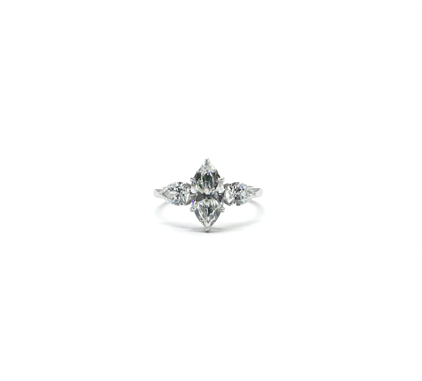 2.29ctw Lab Grown Marquise and Pear Shaped Diamond Ring