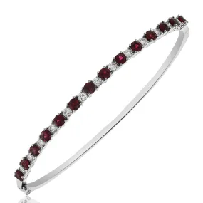 2.49ct t.w. Round Brilliant Cut Diamond and Ruby Prong Set Bangle