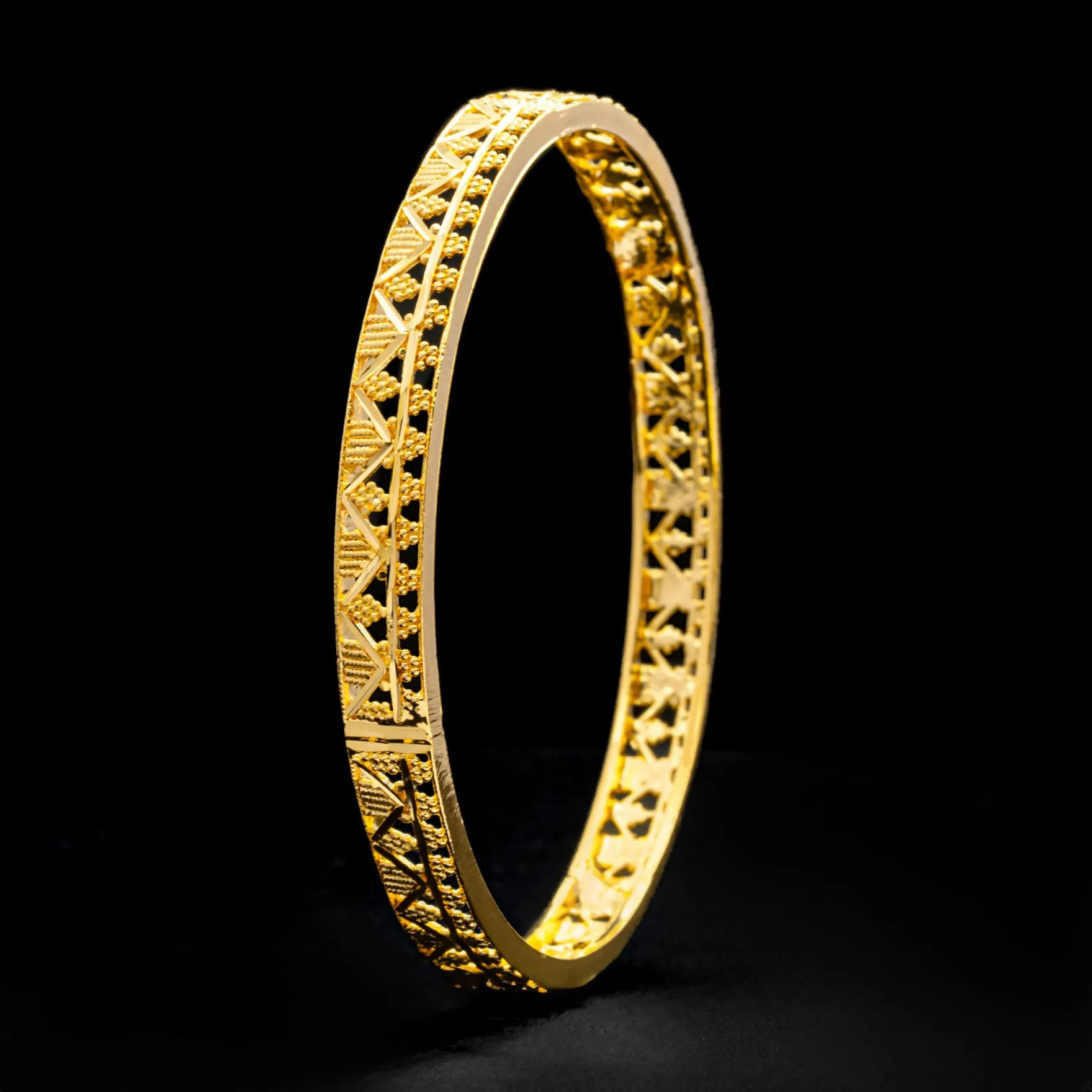 24ct Heavy Gold Plated Boho Style Bangle PGB132-571