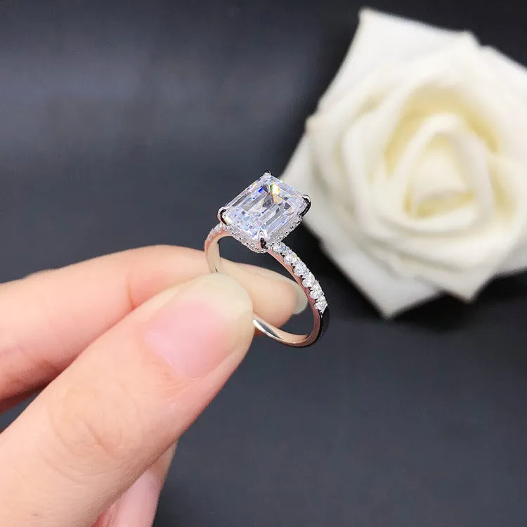 3 Carats Emerald Cut Diamond Ring for Her