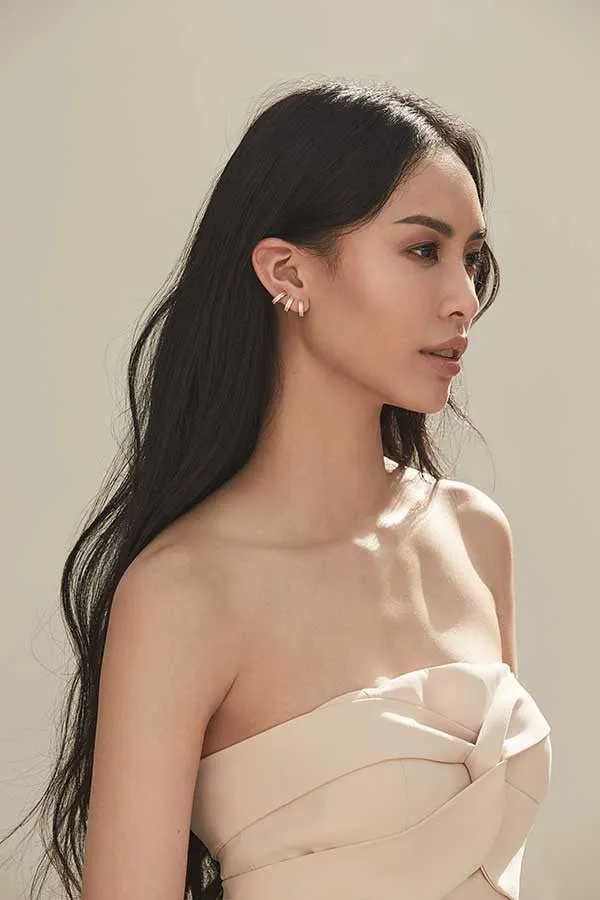 3-Hoop Earring - Pinkgold