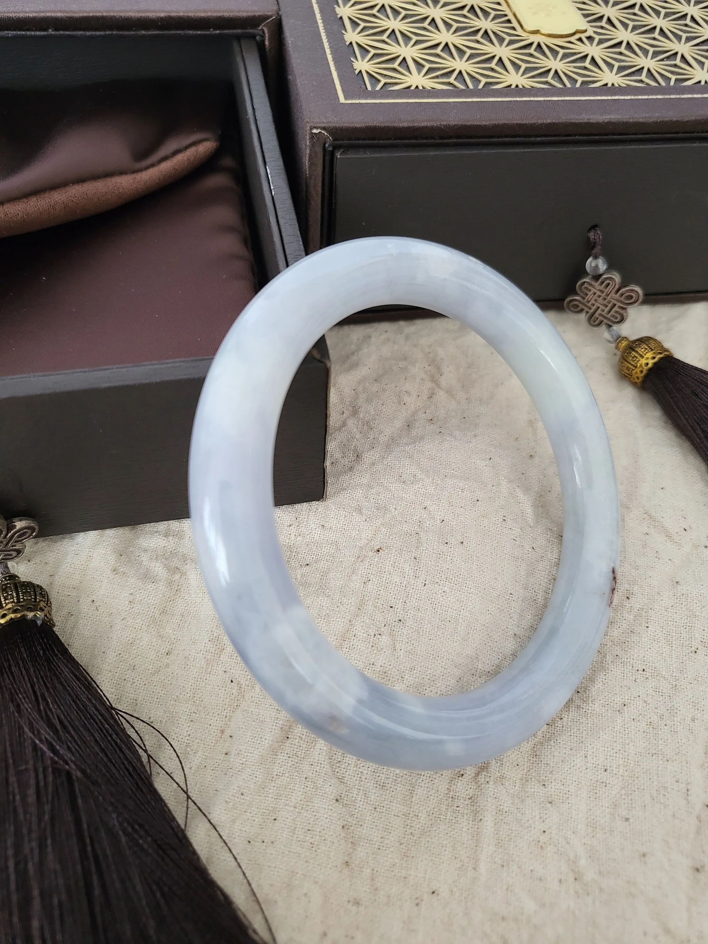 58.2mm Lavender Jadeite Grade A Bangle Natural Burma Jade Purple [LAVENDER DREAMS COLLECTION]