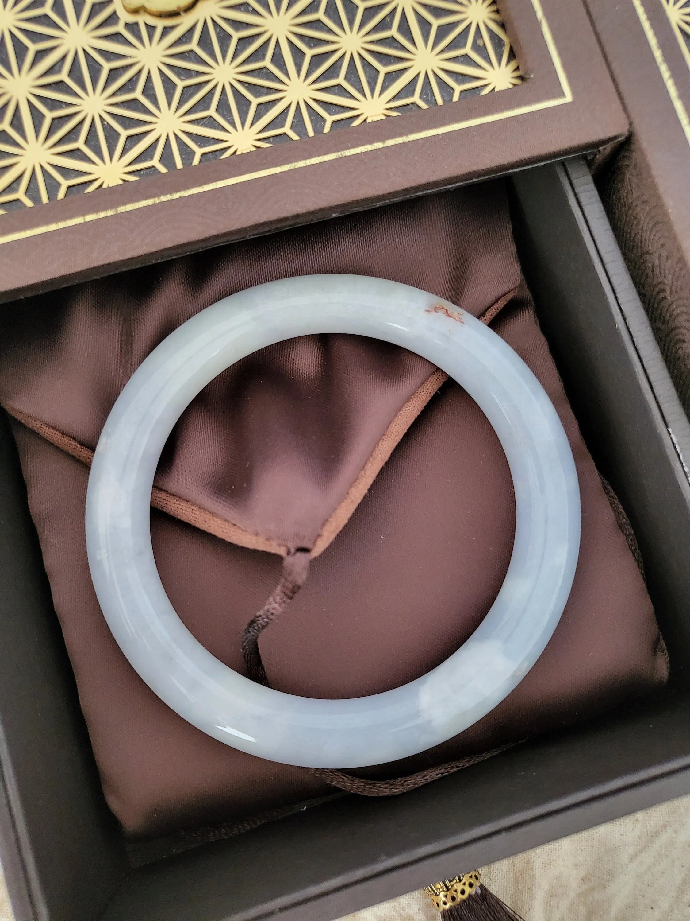 58.2mm Lavender Jadeite Grade A Bangle Natural Burma Jade Purple [LAVENDER DREAMS COLLECTION]