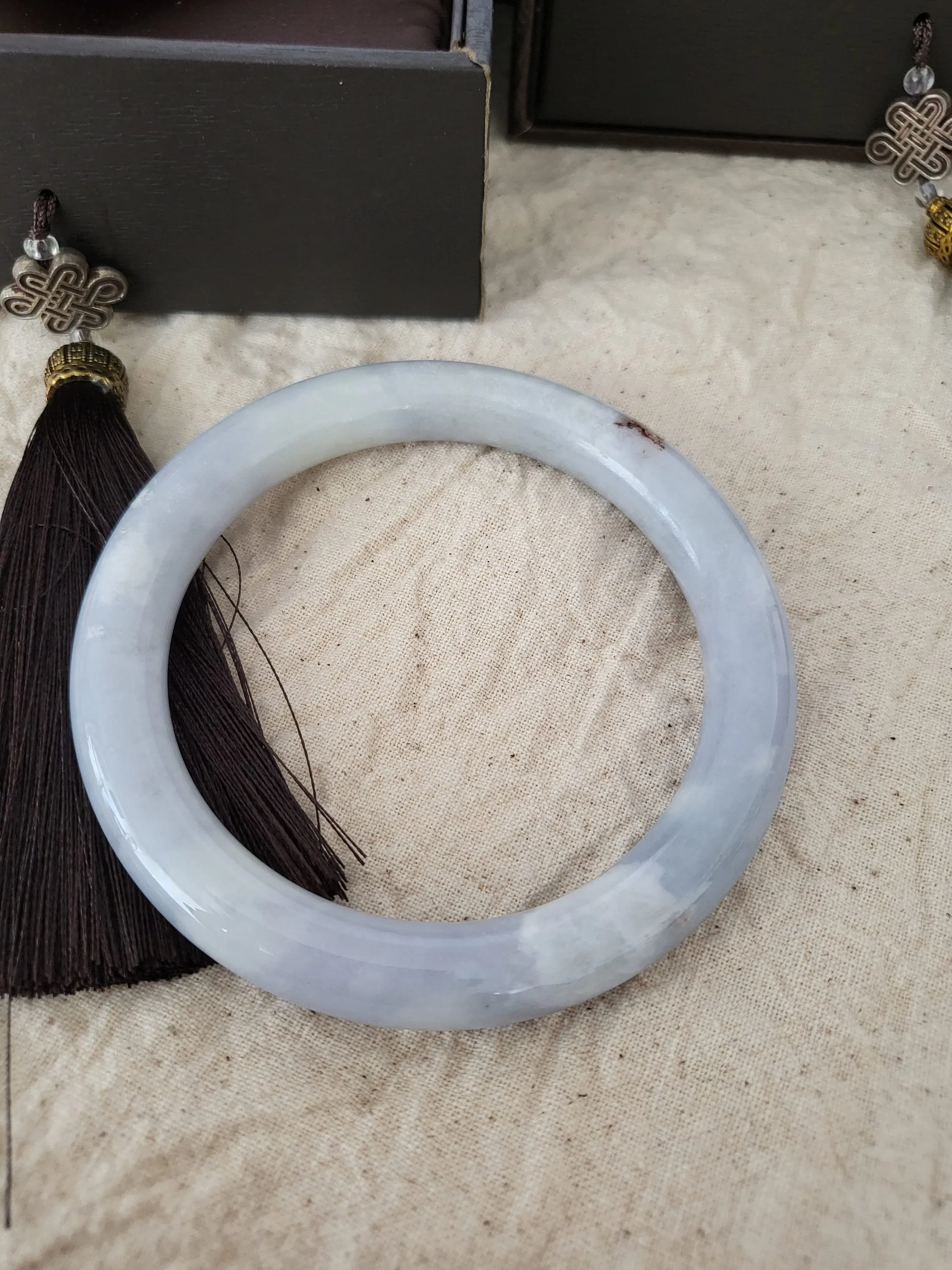 58.2mm Lavender Jadeite Grade A Bangle Natural Burma Jade Purple [LAVENDER DREAMS COLLECTION]
