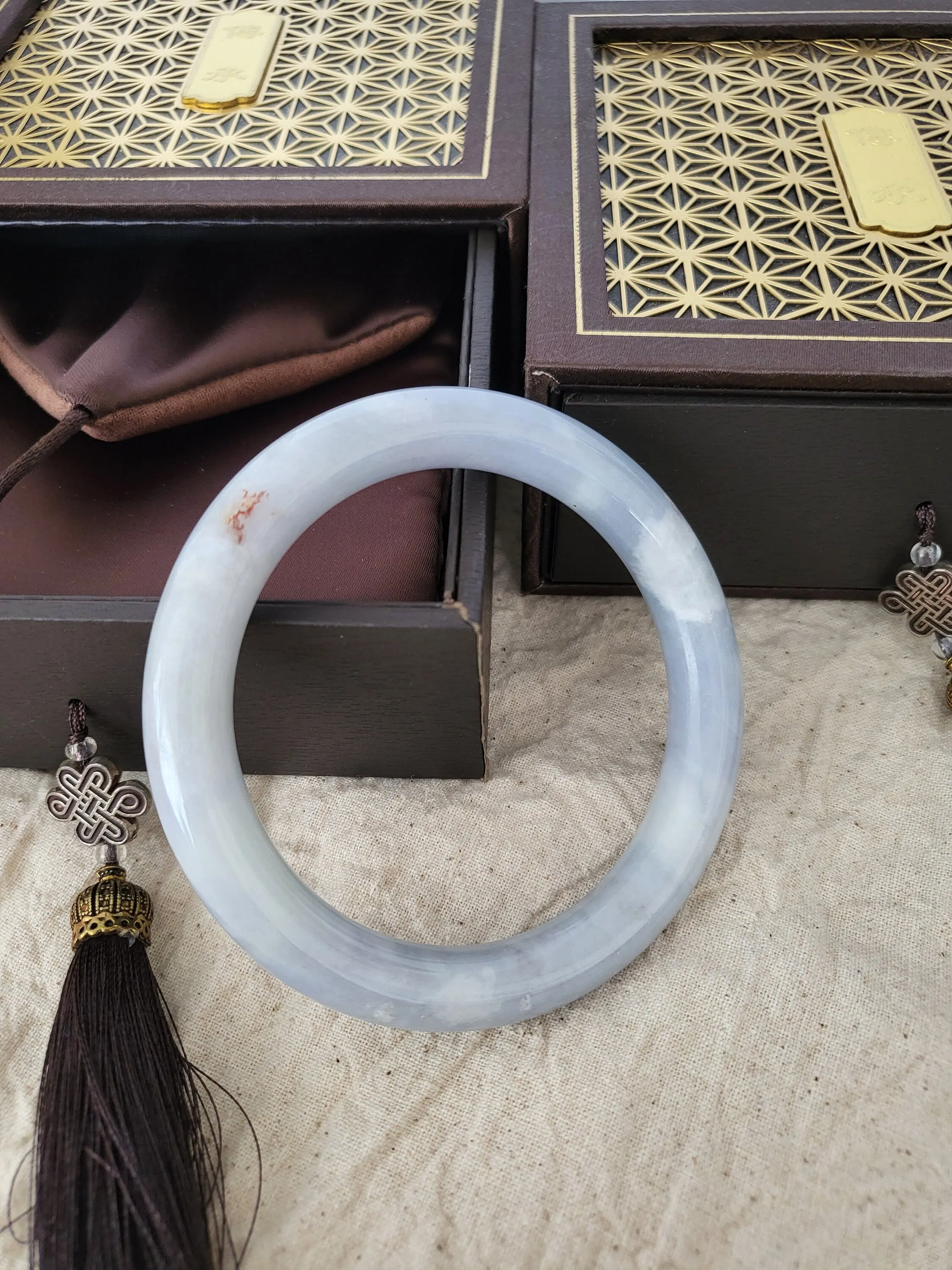 58.2mm Lavender Jadeite Grade A Bangle Natural Burma Jade Purple [LAVENDER DREAMS COLLECTION]