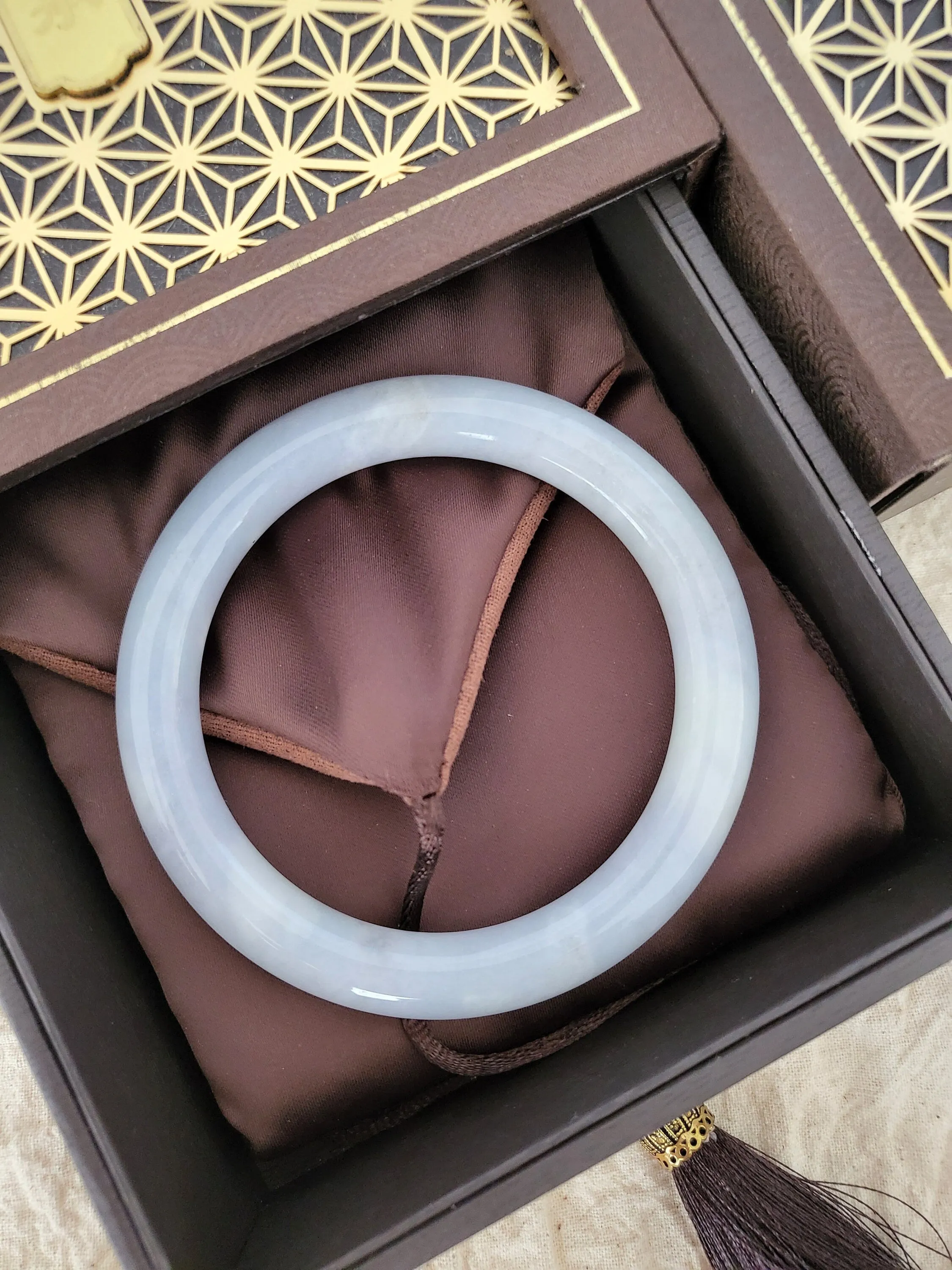 58.2mm Lavender Jadeite Grade A Bangle Natural Burma Jade Purple [LAVENDER DREAMS COLLECTION]