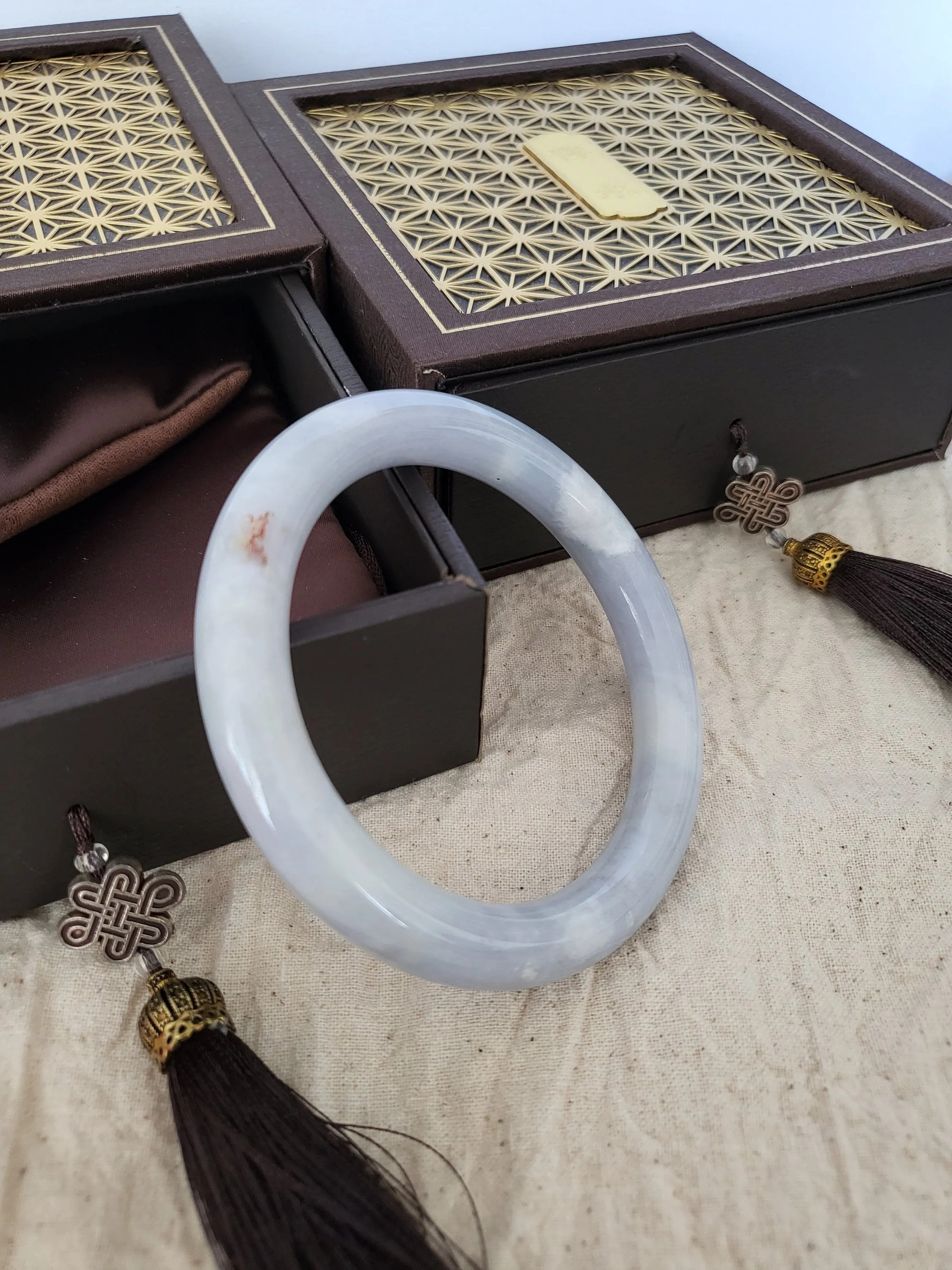 58.2mm Lavender Jadeite Grade A Bangle Natural Burma Jade Purple [LAVENDER DREAMS COLLECTION]