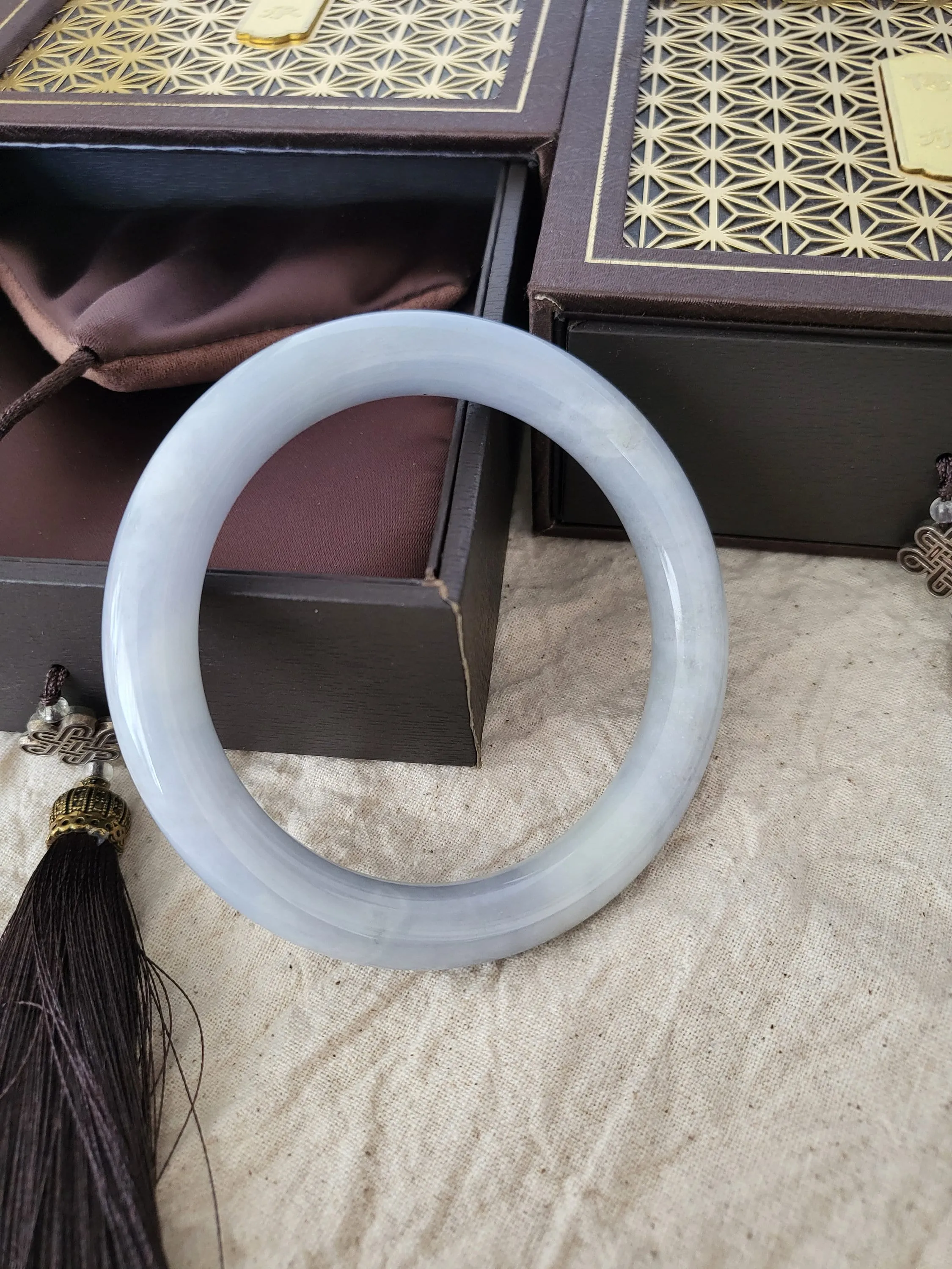 58.2mm Lavender Jadeite Grade A Bangle Natural Burma Jade Purple [LAVENDER DREAMS COLLECTION]