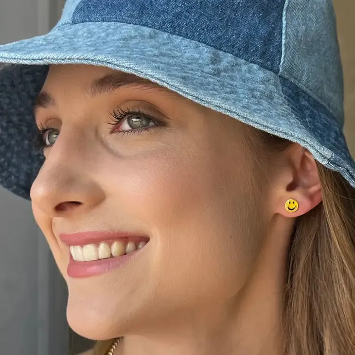 70's Smiley Face Stud Earrings