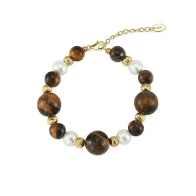 925 Silver Tiger Eye Stone Shell Pearl Bracelet
