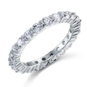 925 Sterling Silver Wedding Band Eternity Stacking Ring Jewelry Round Cut Simulated Diamond