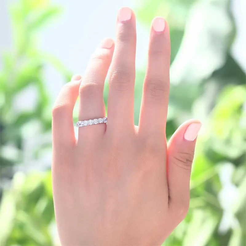 925 Sterling Silver Wedding Band Eternity Stacking Ring Jewelry Round Cut Simulated Diamond